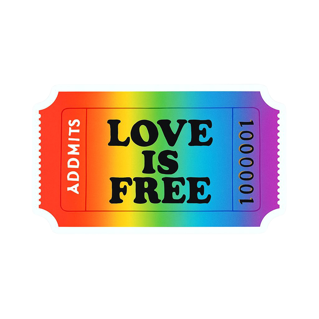 PRIDE “love is free” ticket sticker