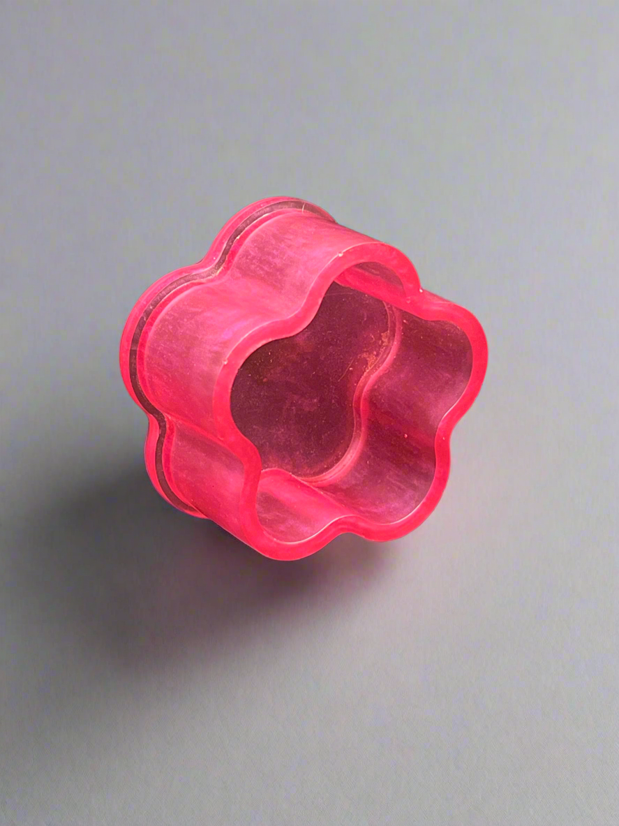 Pink opaque bubble flower trinket box