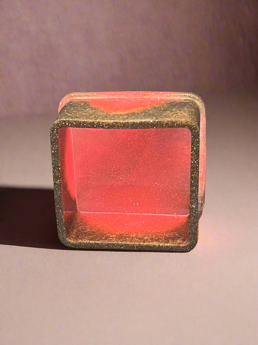 Glittery pink & brown square trinket box