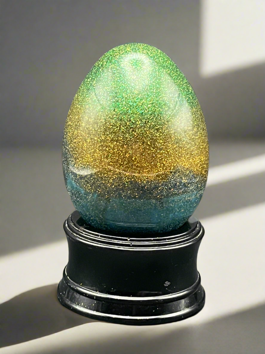 Trio Sparkle Egg – Glittery Green, Gold & Blue