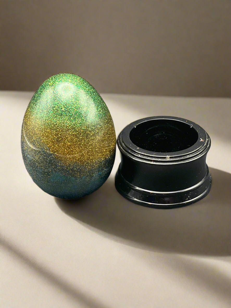 Trio Sparkle Egg – Glittery Green, Gold & Blue